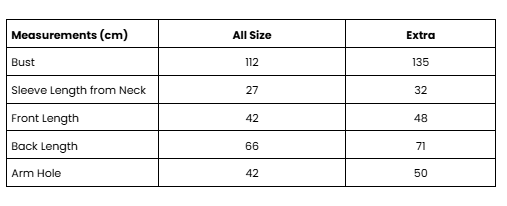 Size Guide Blue Monteal Crop Outer